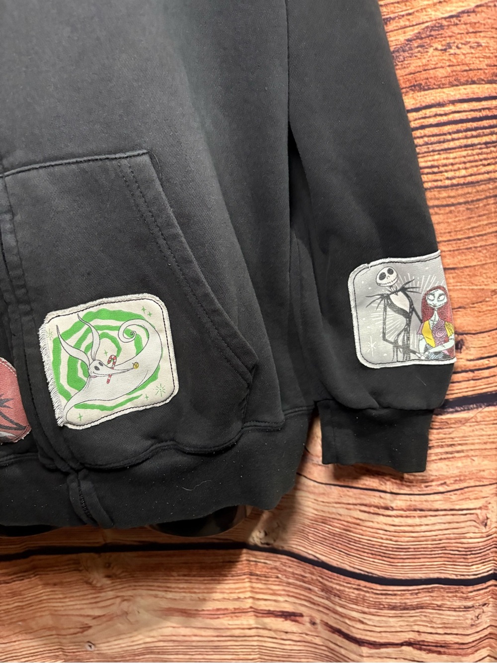 Disney Black Nightmare Before Christmas Patch Zip-Up Hoodie - Picture 4 of 8